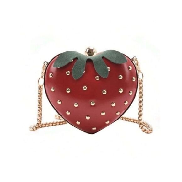 Anthropologie Handbags - Strawberry Shaped Red Clutch Bag